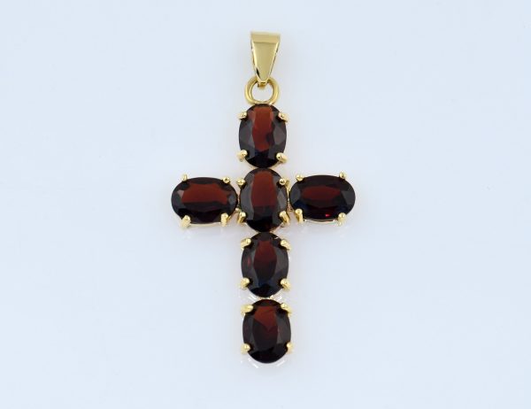 Anhänger Granat Kreuz 750/000 18 K Gelbgold