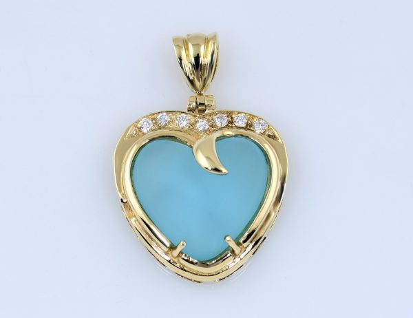 Anhänger Blauer Pastell Quarz 585/000 14 K Gelbgold Zirkonia