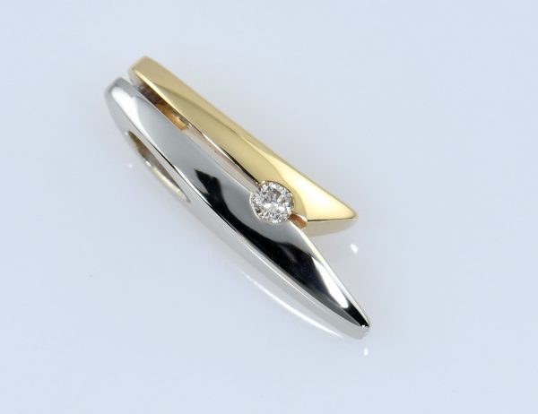 Solitär Anhänger Diamant 585/000 14 K Gelb-Weißgold Brillant 0,04 ct