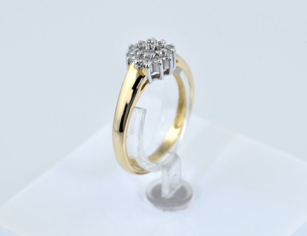 Diamond Ring 585/000 14K Yellow Gold, 19 Diamonds, 0.20 ct