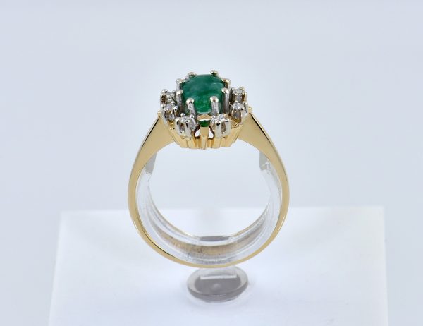 Ring Smaragd Diamant  585/000 14 K Gelbgold 8 Diamanten zus. 0,08 ct