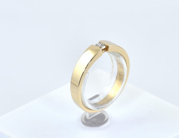 Diamant Solitär Ring 585/000 Gelbgold 14 K Brillant 0,10 ct