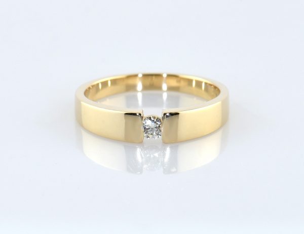 Diamant Solitär Ring 585/000 Gelbgold 14 K Brillant 0,10 ct
