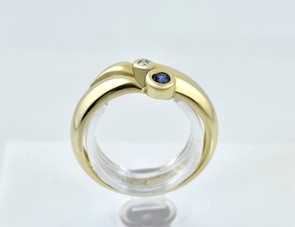 Saphir Diamant Ring 585/000 14 K Gelbgold 1 Diamant 0,015 ct