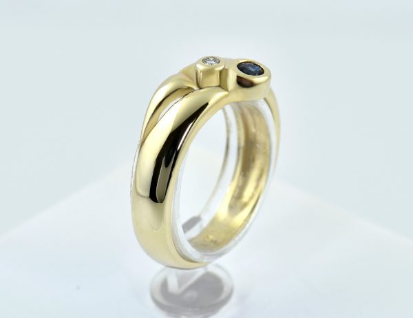 Saphir Diamant Ring 585/000 14 K Gelbgold 1 Diamant 0,015 ct