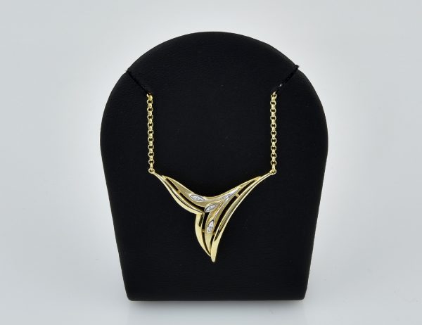 Kette 333/000 8 K Gelbgold Collier 3 Diamanten, 42 cm lang