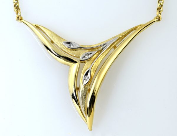 Kette 333/000 8 K Gelbgold Collier 3 Diamanten, 42 cm lang