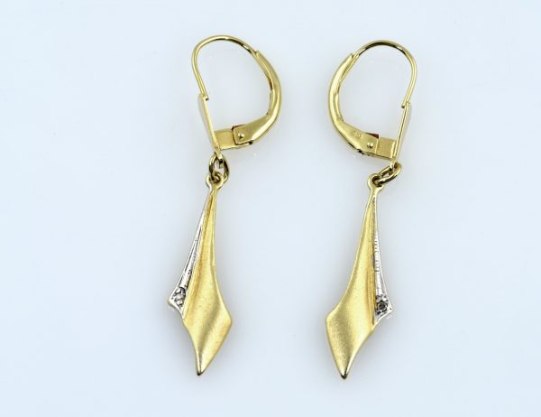Dangle Earrings 585/000 14K Yellow Gold, 2 Diamonds