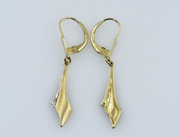 Dangle Earrings 585/000 14K Yellow Gold, 2 Diamonds
