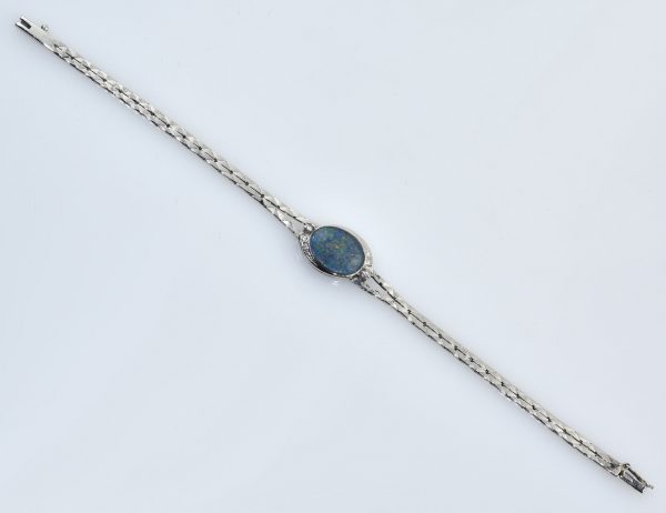 Armband Opal  585/000 14 K Weißgold 6 Diamanten zus. 0,10 ct 18,5 cm lang