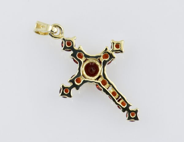 Anhänger Granat Kreuz 333/000 8 K Gelbgold