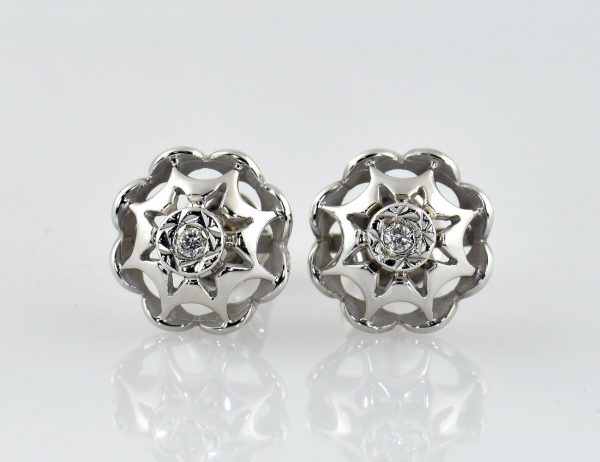 Ohrstecker Diamant 585/000 14 K Weißgold, 2 Diamanten zus. 0,04 ct