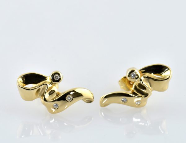 Ohrstecker Diamant 750/000 18 K Gelbgold 6 Brillanten zus. 0,05 ct