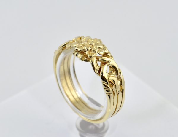 Puzzle Ring 585/000 14 K Gelbgold 4 Ringe Ineinander verschlungen