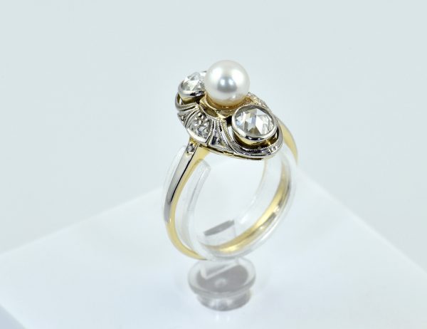 Ring Diamant Akoyaperle  585/000 14 K Weißgold 8 Diamanten zus. ca. 0,35 ct