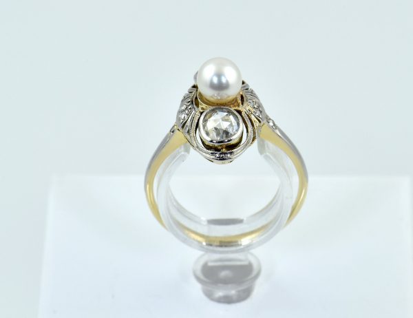Ring Diamant Akoyaperle  585/000 14 K Weißgold 8 Diamanten zus. ca. 0,35 ct