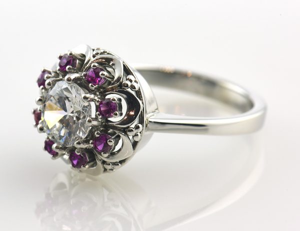 Rubin Ring 585/000 14 K Weißgold Zirkonia