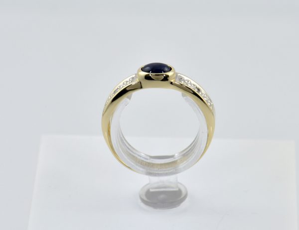 Saphir Diamant Ring 585/000 14 K Gelbgold 2 Diamanten zus. 0,02 ct