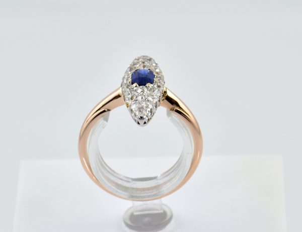 Saphir Diamant Ring 585/000 14 K Rotgold 23 Diamanten zus. 0,60 ct