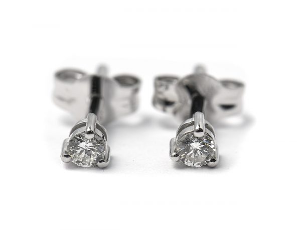 Solitär Brillant Ohrstecker Ohrringe 585 14 K Weißgold, 2 Diamanten zus. 0,16 ct