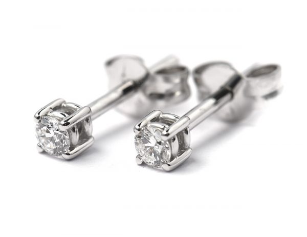 Solitär Brillant Ohrstecker Ohrringe 585 14K Weißgold, 2 Diamanten zus. 0,175 ct