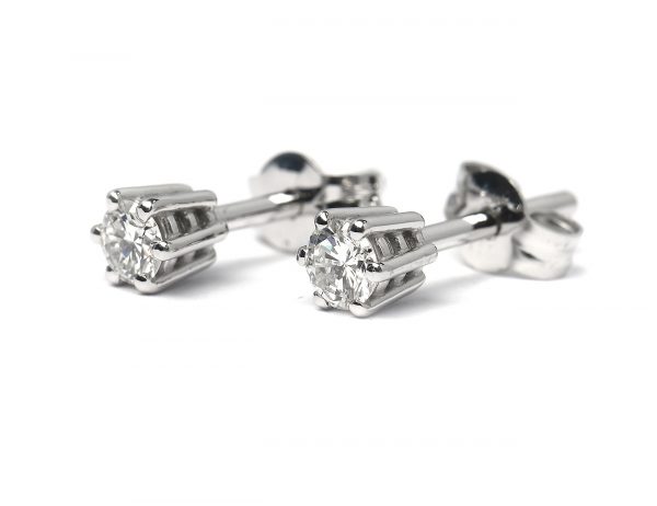 Solitär Brillant Ohrstecker Ohrringe 585 14K Weißgold, 2 Diamanten zus. 0,342 ct