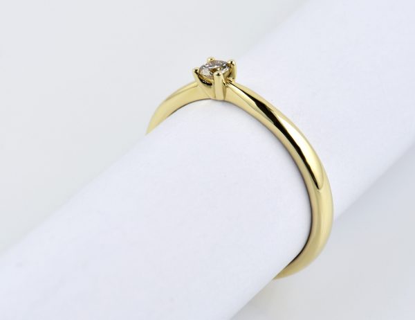 Solitär Diamant Ring 585/000 14 K Gelbgold Brillant 0,12 ct