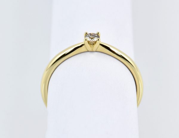 Solitär Diamant Ring 585/000 14 K Gelbgold Brillant 0,12 ct