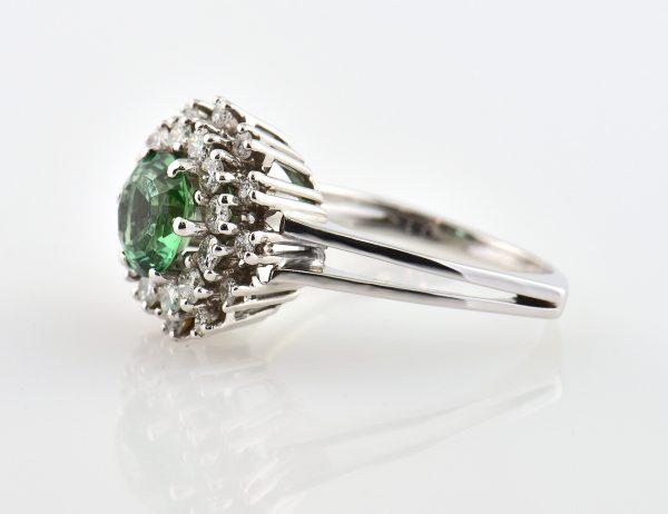 Turmalin Diamant Ring 750/000 18 K Weißgold 24 Brillanten zus. 0,93 ct