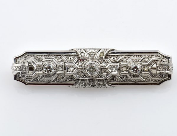 Brosche 585/000 14 K Weißgold 31 Diamanten zus. 0,80 ct