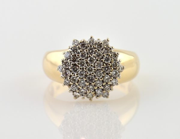 Diamant Ring 585/000 14 K Gelbgold 43 Brillanten zus. 0,89 ct