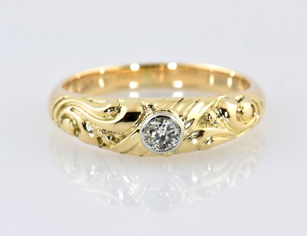 Diamant Solitär Ring 585/000 14 K Gelbgold Brillant 0,17 ct