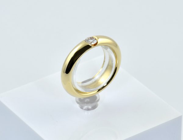 Diamant Solitär Ring 585/000 Gelbgold 14 K Brillant 0,19 ct