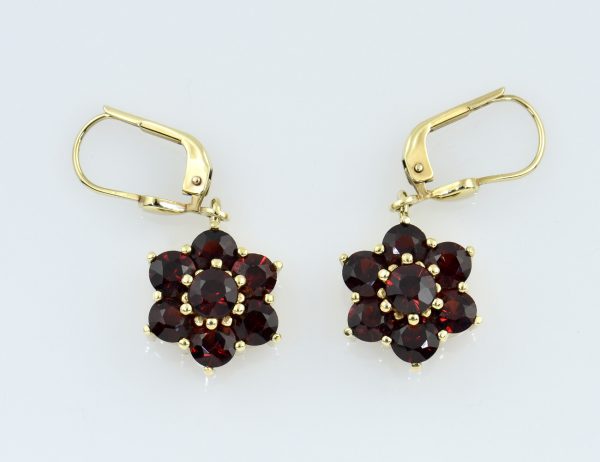 Ohrringe Ohrhänger Granat 333/000 8 K Gelbgold