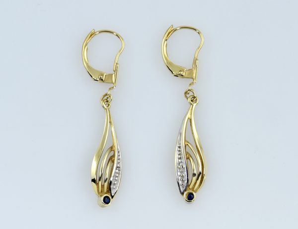 Ohrringe Ohrhänger Saphir 333/000 8 K Gelbgold