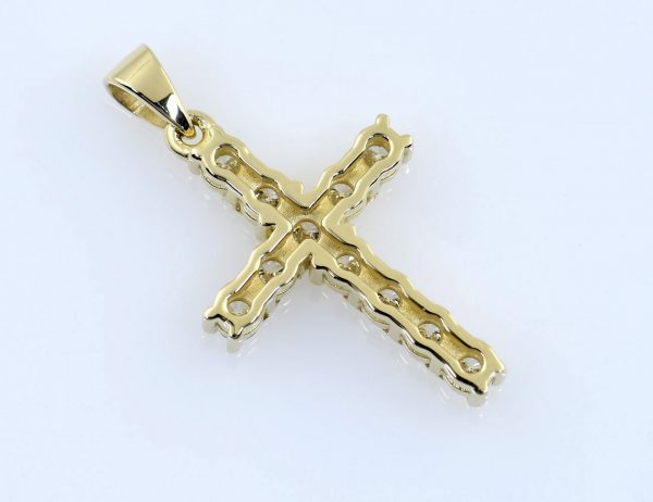 Anhänger Kreuz 585/000 14 K Gelbgold 11 Brillanten Lab Crown CVD zus. 0,68 ct