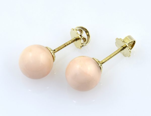 Ohrstecker Koralle 585/000 14 K Gelbgold Schraubverschluß