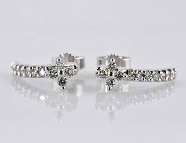 Ohrstecker Diamant 585/000 14 K Weißgold, 22 Brillanten zus. 0,44 ct