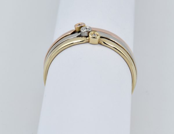Diamant Ring 585/000 14 K Gold mehrfarbig 3 Diamanten zus. 0,03 ct