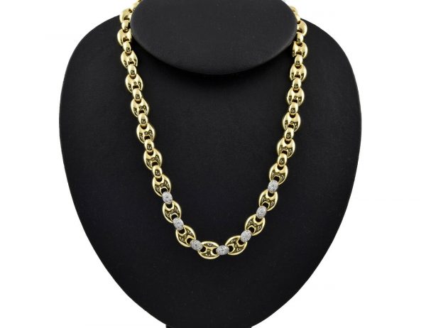 Collier Diamant 750/000 18 K Gelbgold, 49 Diamanten zus. 0,50 ct 45 cm lang