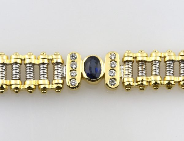 Kette Saphir 750/000 18 K Weiß-/Gelbgold 40 Brillanten zus. 0,60 ct 45 cm lang