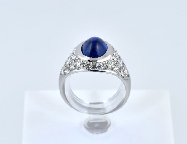 Rene Kern Saphir Diamant Ring 750/000 18 K Weißgold 24 Brillanten zus. 1,70 ct