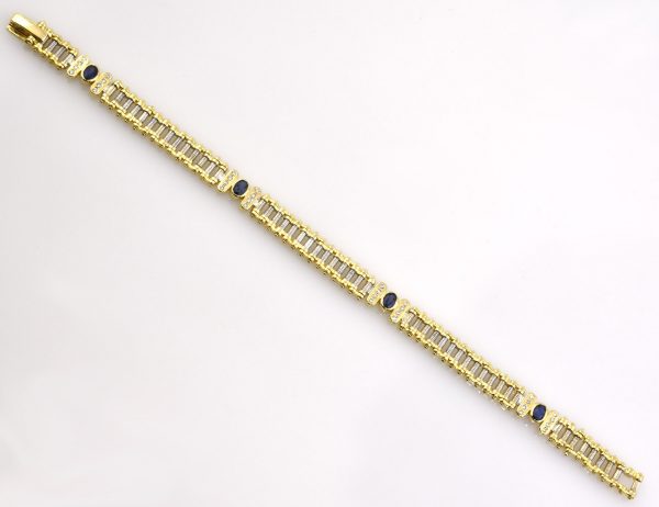 Armband Saphir 750/000 18 K Weiß-/Gelbgold 32 Brillanten zus. 0,50 ct 20 cm lang