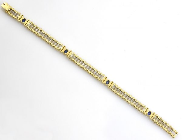 Armband Saphir 750/000 18 K Weiß-/Gelbgold 32 Brillanten zus. 0,50 ct 20 cm lang