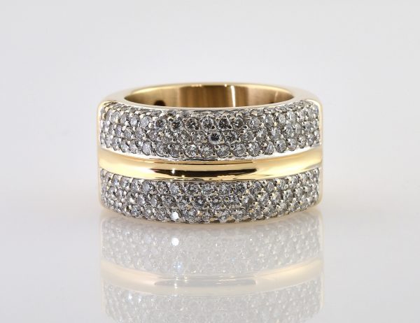 Diamant Ring 585/000 14 K Gelbgold 146 Brillanten zus. 2,00 ct