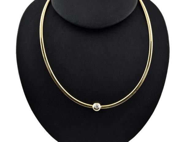 Halsreif Omegareif flach 585/000 14 K Gelbgold 1 Brillanten 0,40 ct