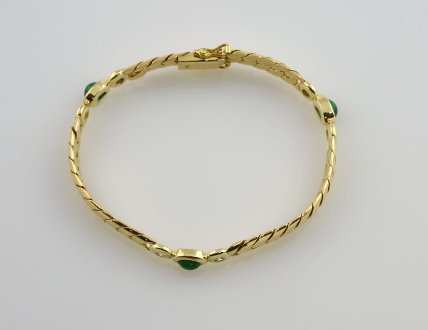 Armband Smaragd 18,5 cm 750 18 K Gelbgold 6 Diamanten zus. 0,40 ct