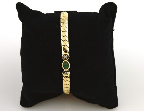 Armband Smaragd 18,5 cm 750 18 K Gelbgold 6 Diamanten zus. 0,40 ct
