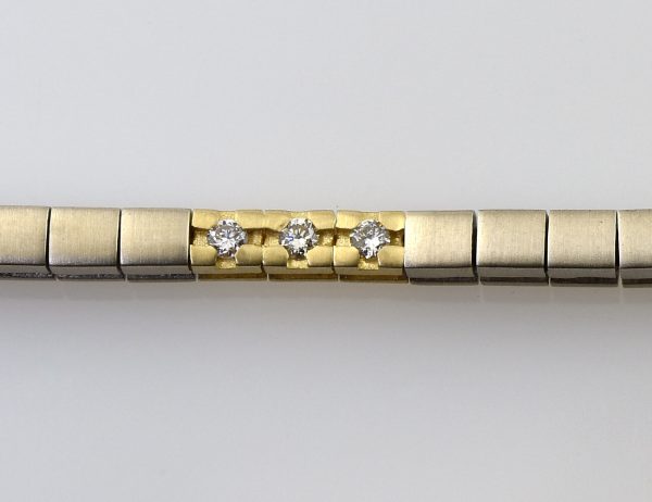 Kette 585/000 14 K Weiß-/Gelbgold  21 Brillanten zus. 0,45 ct, 45 cm lang