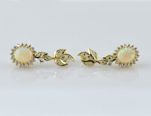 Ohrstecker Hänger Opal 585/000 14 K Gelbgold 46 Brillanten zus. 1,67 ct